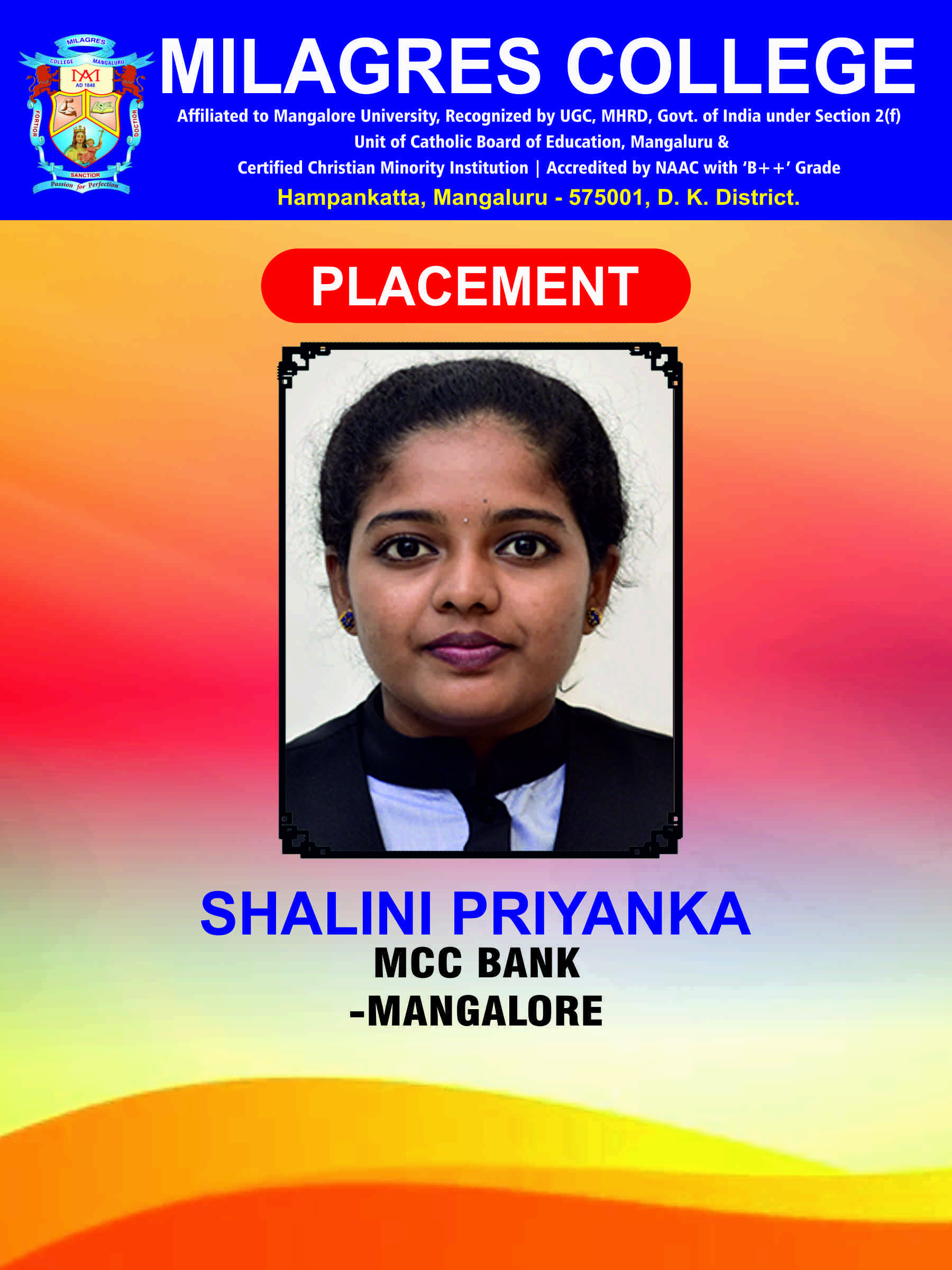 Successfully placed student